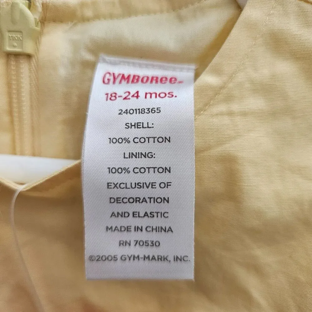 Vintage Gymboree Dress Size 18-24 Months Yellow Embroidered Portraits Party NWT